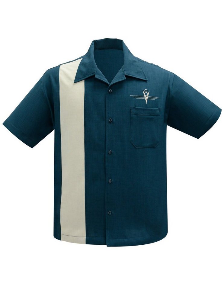 Steady Clothing Kurzarmhemd V8 Classic Teal Retro Vintage Bowling Shirt Rockabilly von Steady Clothing