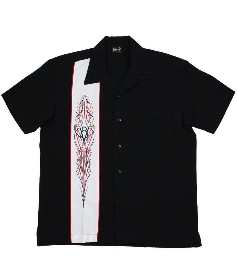 Steady Clothing Kurzarmhemd V8 Racer Schwarz Retro Vintage Bowling Shirt von Steady Clothing