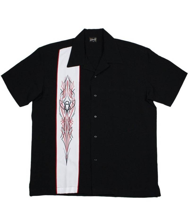 Steady Clothing Kurzarmhemd V8 Racer Schwarz Retro Vintage Bowling Shirt von Steady Clothing