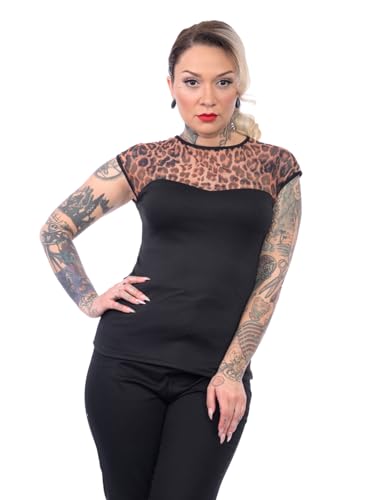 Steady Clothing Top Miss Fancy Leopard Vintage Rockabilly Retro Leo Spitze, Größe:XL von Steady