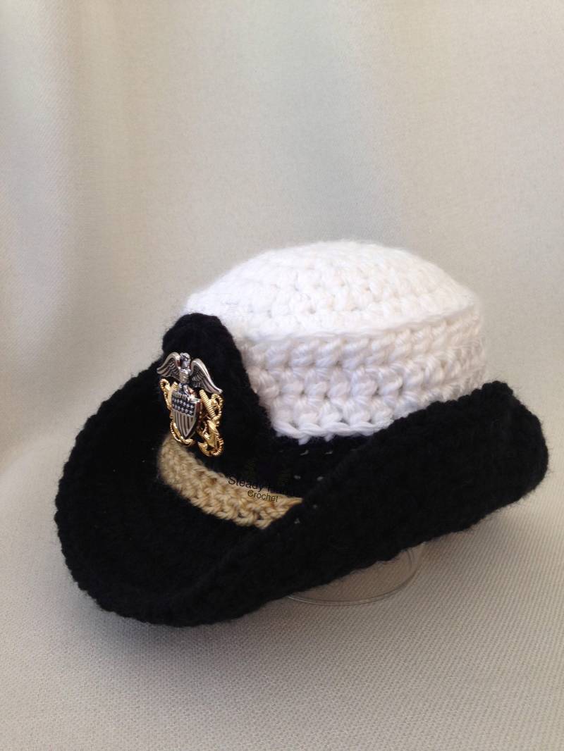 Us Navy Offizier - Neugeborenen Hut Photo Prop Us Navy Offizier - Neugeborenen Hut Photo Prop von SteadyHandsCrochet