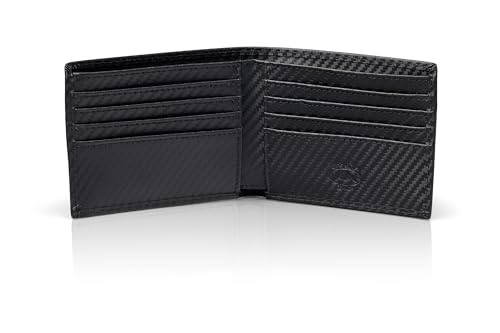 Stealth Mode Bifold Geldbörse aus Leder für Herren – RFID-Geldbörse mit 8 Kartenfächern und geteilter Geldscheinfach, Carbon Fiber, Einheitsgröße, Faltbare Brieftasche von Stealth Mode