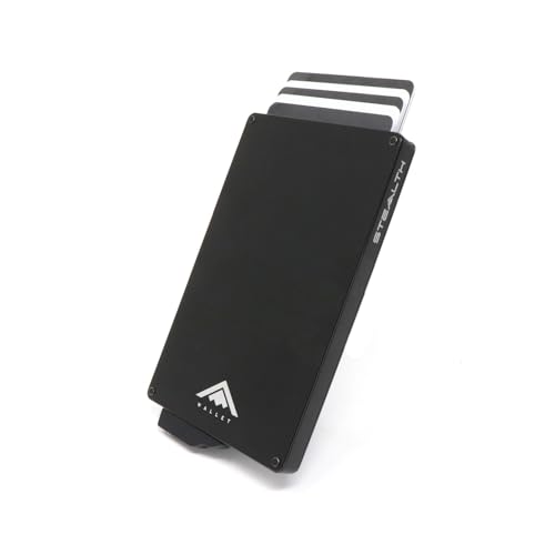 Stealth Wallet RFID-Kartenhalter – Intelligente, minimalistische Pop-Up-Geldbörsen mit Geschenkbox – Schlanke, leichte Metall-Kreditkartenhalter für Männer und kontaktloser Schutz (Schwarz) von Stealth Wallet