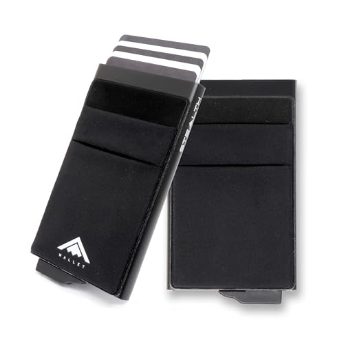Stealth Wallet – Minimalistische Schlanke Leichte Pop-Up Kartenhalter – Kontaktlos Geschützte Sichere Smart Card-Halter Geldbörsen (Schwarz mit Elastischen Taschen) von Stealth Wallet
