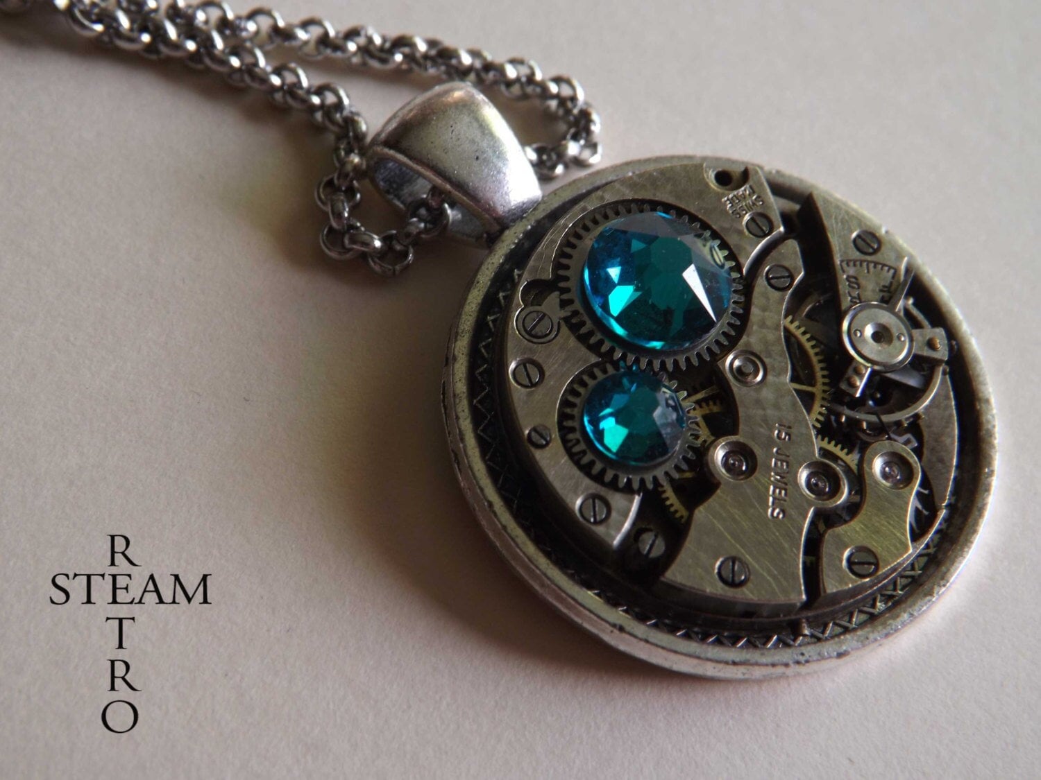 Weinlese-Türkis Steampunk Halskette - Von Steamretro -Personalized Schmuck Weihnachtsgeschenk Weinlese-Türkis Steampunk Halskette - Von Steamretro -Personalized Schmuck Weihnachtsgeschenk von SteamRetro
