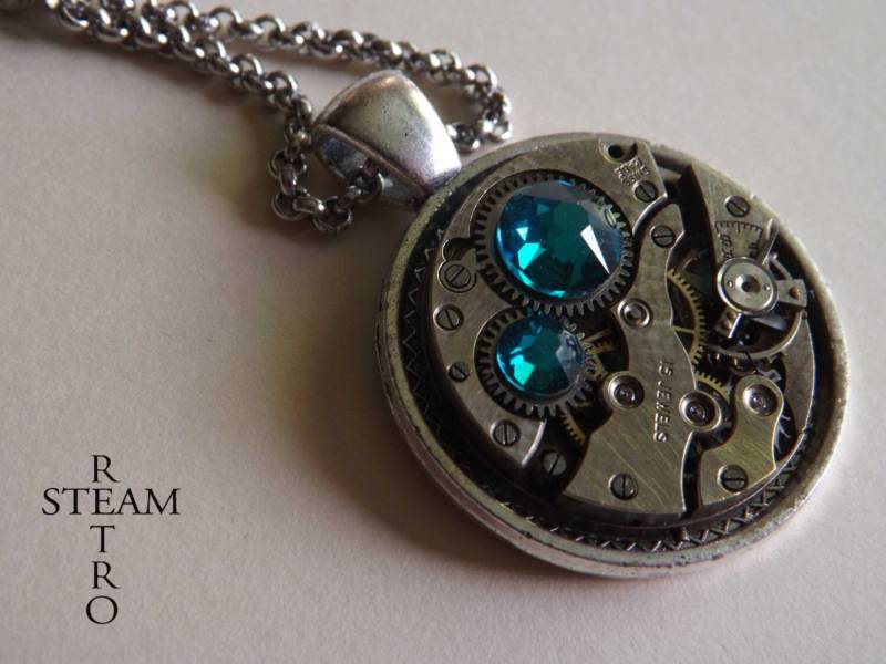 Weinlese-Türkis Steampunk Halskette - Von Steamretro -Personalized Schmuck Weihnachtsgeschenk Weinlese-Türkis Steampunk Halskette - Von Steamretro -Personalized Schmuck Weihnachtsgeschenk von SteamRetro