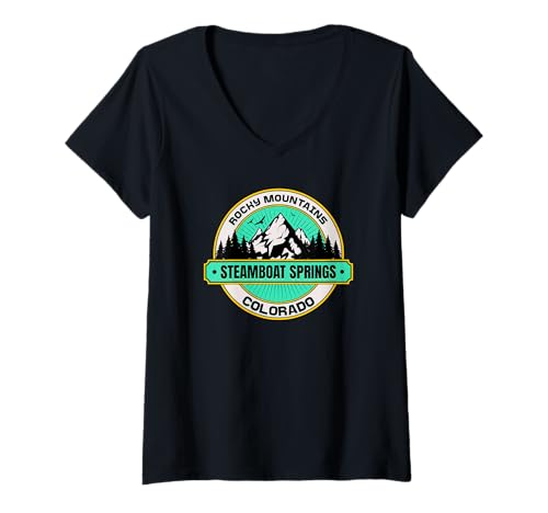 Damen Colorado Steamboat Springs T-Shirt mit V-Ausschnitt von Steamboat Springs Colorado Souvenir Store