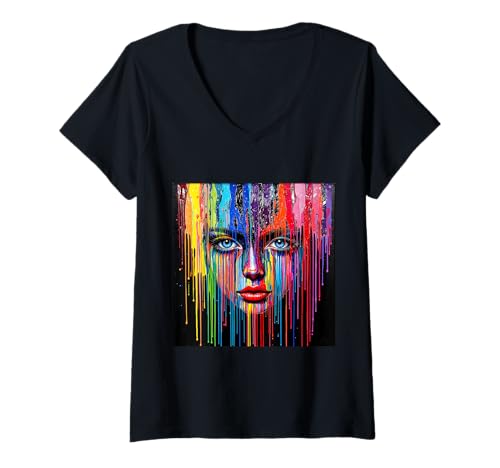 Damen Fantasy Melting Wax Girl T-Shirt mit V-Ausschnitt Damen Fantasy Melting Wax Girl T-Shirt mit V-Ausschnitt von Steampunk Cool Vintage Creations