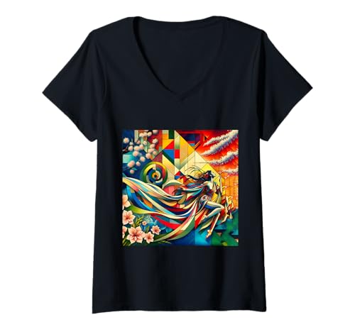 Damen Fantasy Sakura Modernes Mädchen T-Shirt mit V-Ausschnitt Damen Fantasy Sakura Modernes Mädchen T-Shirt mit V-Ausschnitt von Steampunk Cool Vintage Creations