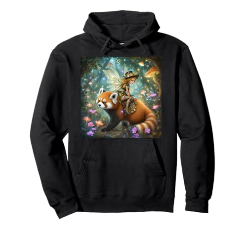 Fantasie-Mädchen reitet Panda Pullover Hoodie Fantasie-Mädchen reitet Panda Pullover Hoodie von Steampunk Cool Vintage Creations
