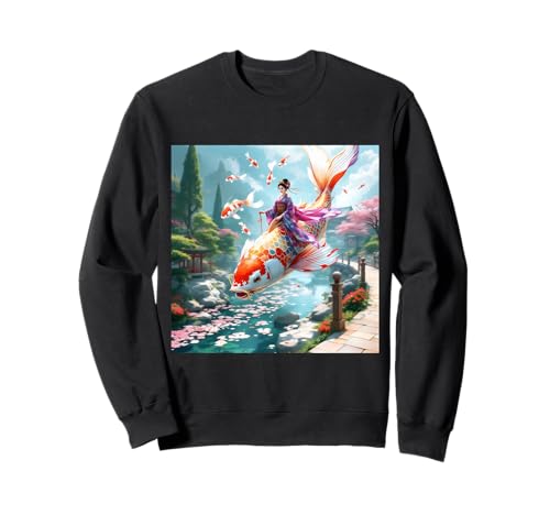Fantasy Cute Fish Japanisches Mädchen Sweatshirt von Steampunk Cool Vintage Creations