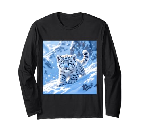 Fantasy Snow Baby Leopard Langarmshirt von Steampunk Cool Vintage Creations
