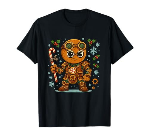 Steampunk Weihnachten Steampunk Lebkuchenmann Damen Kinder T-Shirt Steampunk Weihnachten Steampunk Lebkuchenmann Damen Kinder T-Shirt von Steampunk xMas Steampunk Gingerbread Man