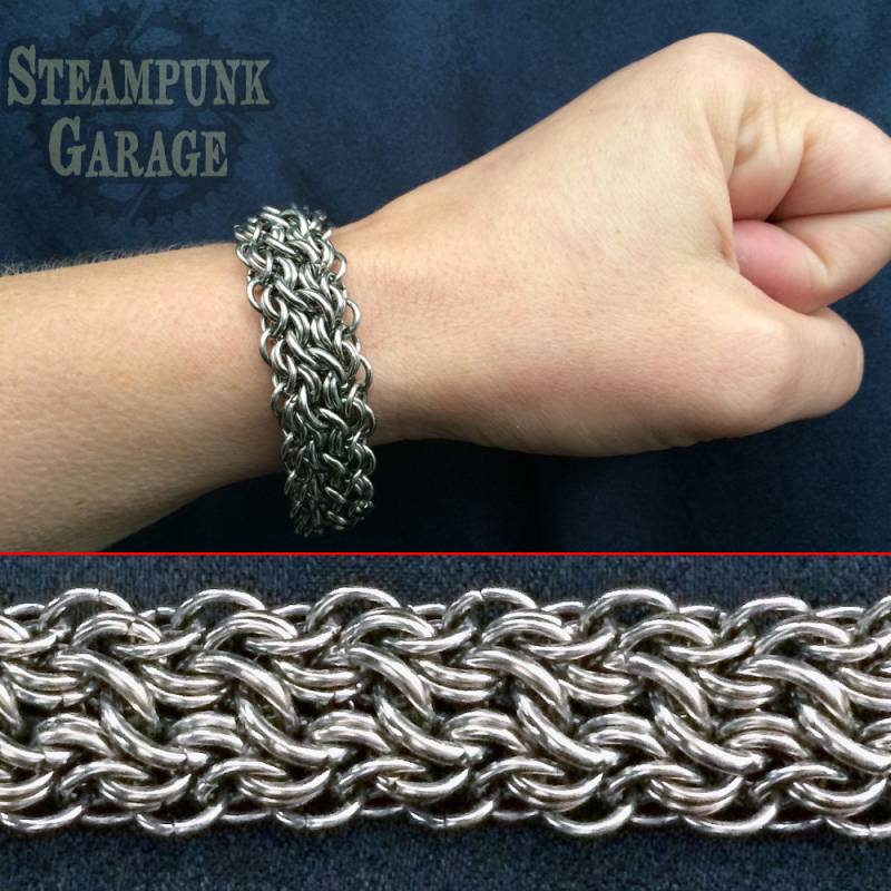 stilvolles Chainmaille Aragon Armband Aus Edelstahl - Small 18Swg Wählen Sie Schwarz Oder Silber Finish Handgefertigter Schmuck stilvolles Chainmaille Aragon Armband Aus Edelstahl - Small 18Swg Wählen Sie Schwarz Oder Silber Finish Handgefertigter Schmuck von SteampunkGarage