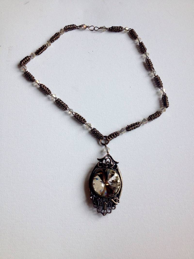 Messing - Und Gelbe Kristallkette von Steamworksdesign