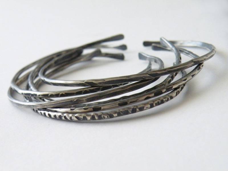 Handmade Sterling Silber Offene Armreif, Unisex Armband von SteamyLab