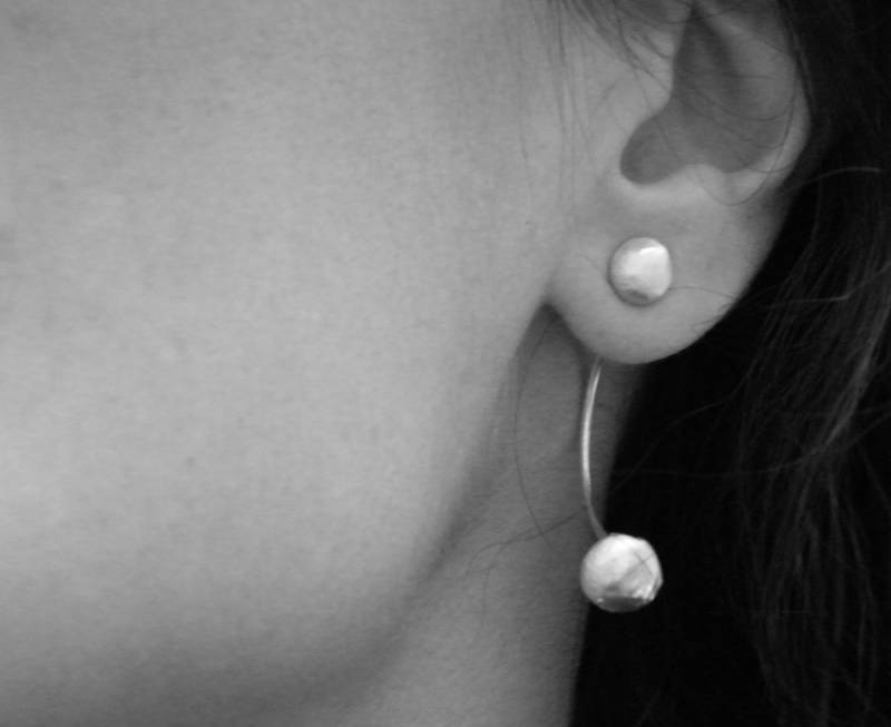 Bubbles Ohrjacken Sterling Silber Kugeln Minimalistisch Stylisch Moderne Ohrringe Von Steamylab von SteamyLab