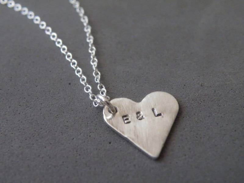 Silber Herz Halskette Charm Hand Gestempelt Sterling Initial Anhänger Personalisierte Von Steamylab von SteamyLab