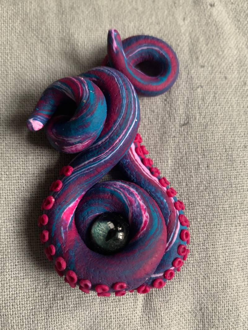 Oktopus Tentakel Anhänger, Handgemachter Polymer Clay Schmuck Kraken, Marine Tier Halskette, Charme Schmuck, Fimo, Pendant von SteamyWonders