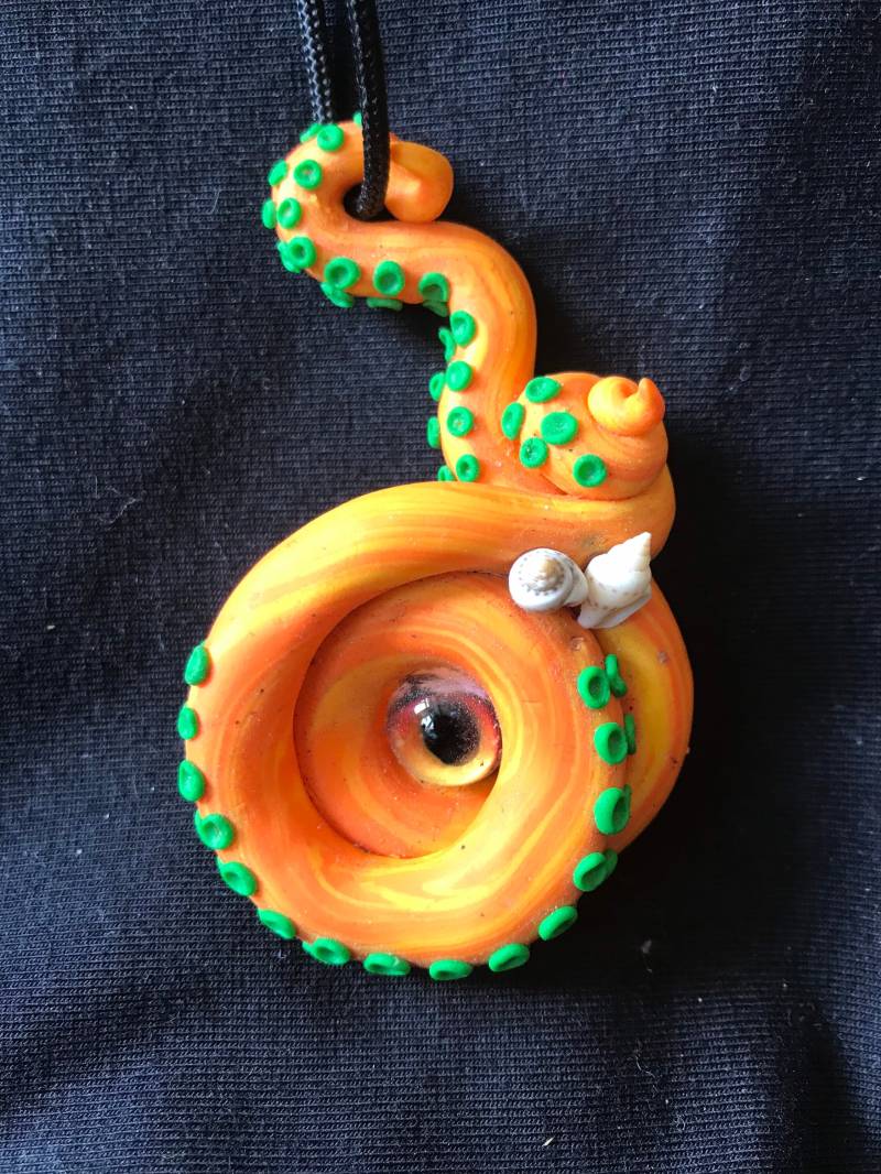 Oktopus Tentakel Anhänger, Handgemachter Polymer Clay Schmuck Kraken, Marine Tier Halskette, Charme Schmuck, Fimo, Pendant von SteamyWonders