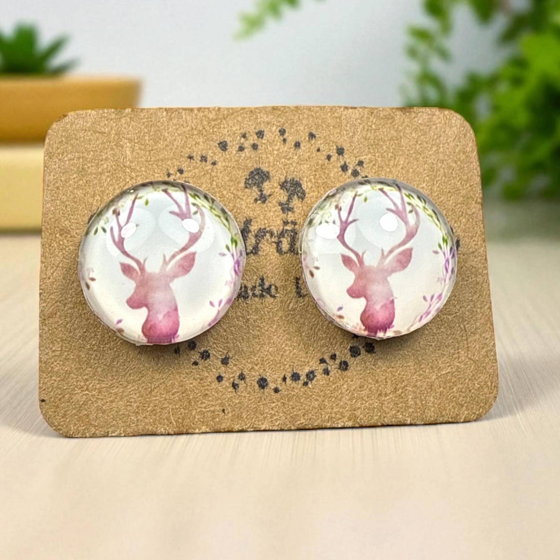 Ohrringe 10mm Für Allergiker | Kinderfreundlich Und Leicht Reh Motiv Kunststoffstab Epoxidharz Handmade Schmuck Süßes Fotomotiv von Steckertraeumchen