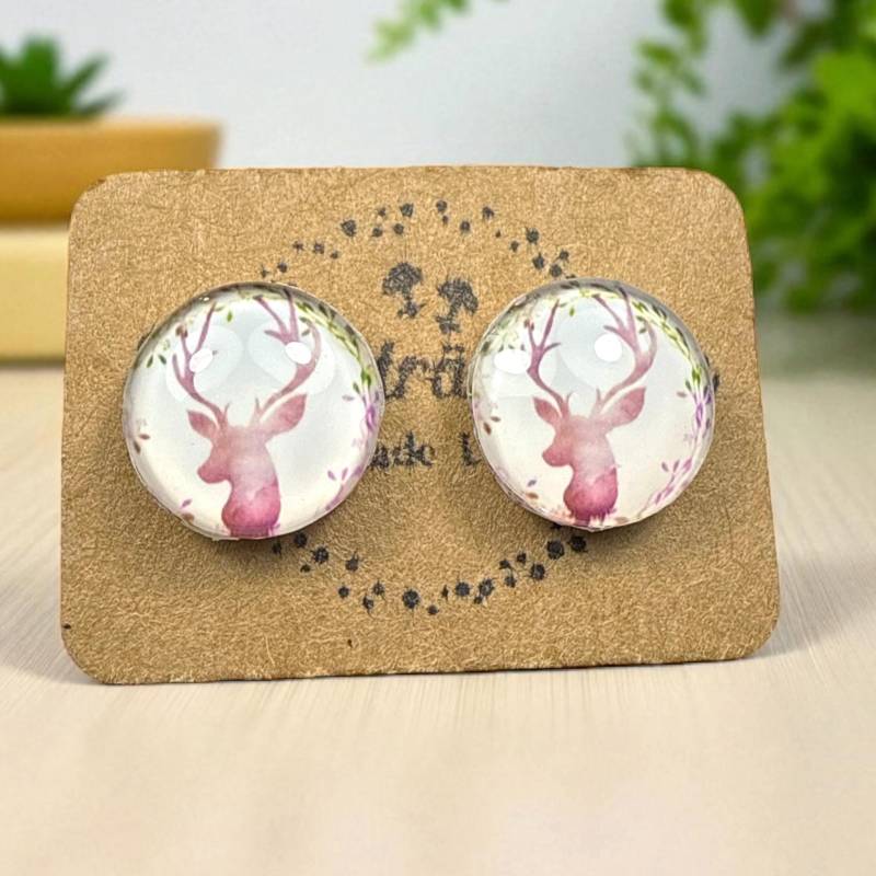 Ohrringe 10mm Für Allergiker | Kinderfreundlich Und Leicht Reh Motiv Kunststoffstab Epoxidharz Handmade Schmuck Süßes Fotomotiv von Steckertraeumchen