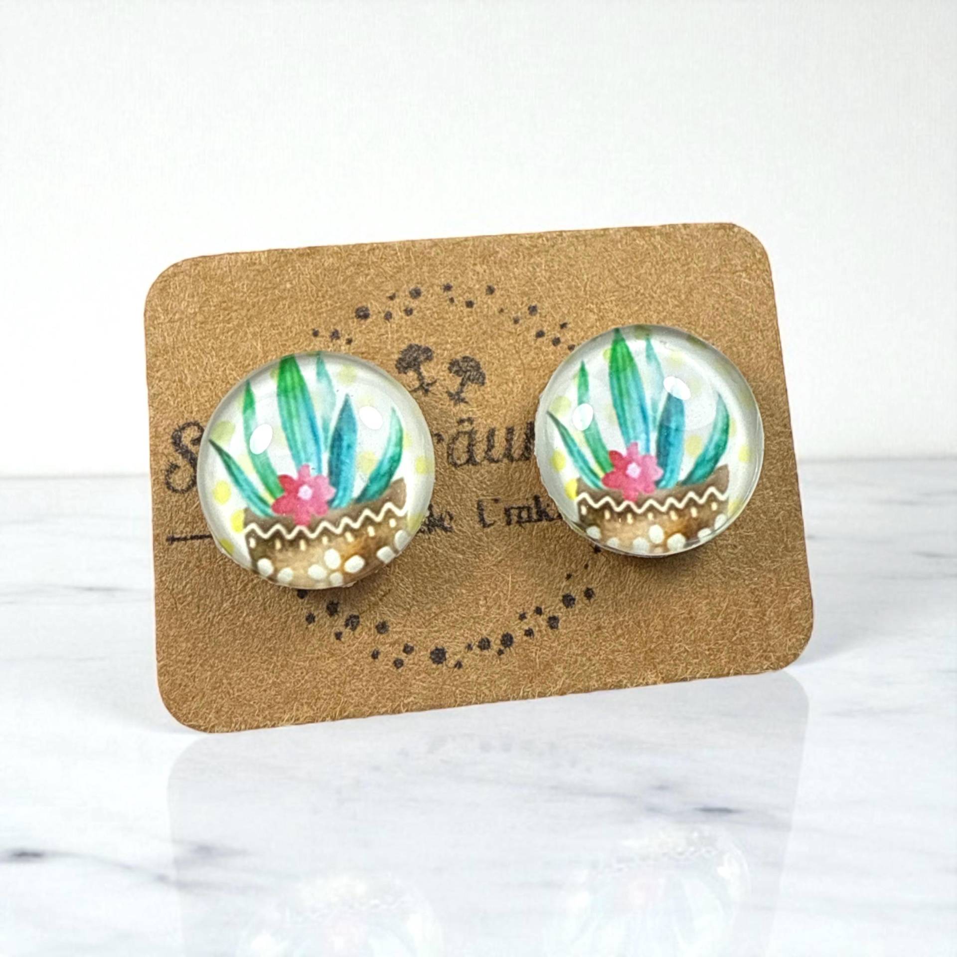 Ohrstecker Kaktus 10mm | Ultra Leicht & Allergikerfreundlich Kinder Geeignet Kunststoffstab Motiv Kakteen Hypoallergen Geschenk Idee von Steckertraeumchen