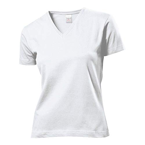 Stedman - Classic V-Neck T-Shirt Women M,White von Stedman