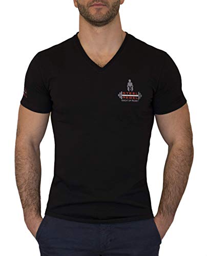 Steel Rebel - Gym Fitness Slim-Fit T-Shirt für Herren 92% Baumwolle, 8% Elasthan - Bodybuilding, Krafttraining und Sport - Made in EU (L) von Steel Rebel