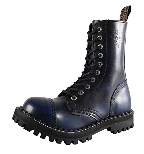 Steels 10 Loch Boots Blau Rub Off, Grösse 38 von Steel Shoes & Boots