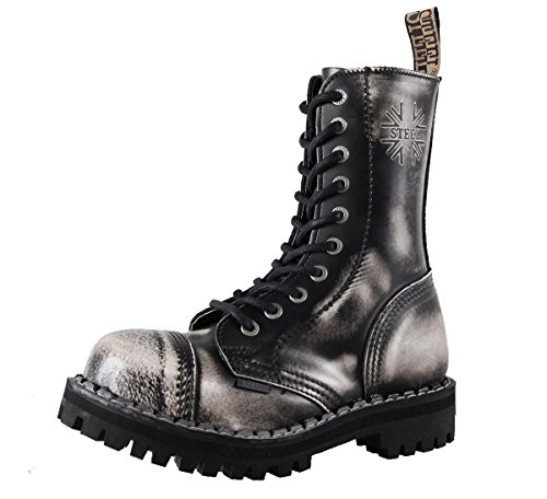 Steels 10 Loch Boots Schwarz Rub Off, Grösse 39 von Steel Shoes & Boots