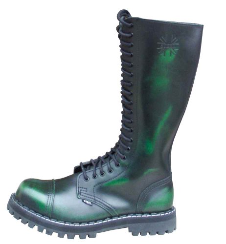 Steels 20 Loch Boots Grün Rub Off, Grösse 42 von Steel Shoes & Boots