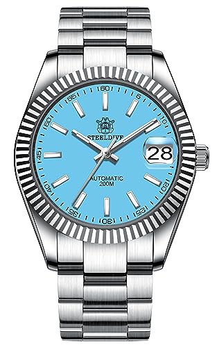 Steeldive SD1933, Datejust, geriffelte Lünette, Hellblau, NH35, Saphir, Lume, 200 m Taucher, Tauchen, BNIB, blau Steeldive SD1933, Datejust, geriffelte Lünette, Hellblau, NH35, Saphir, Lume, 200 m Taucher, Tauchen, BNIB, blau von SteeldiveAU