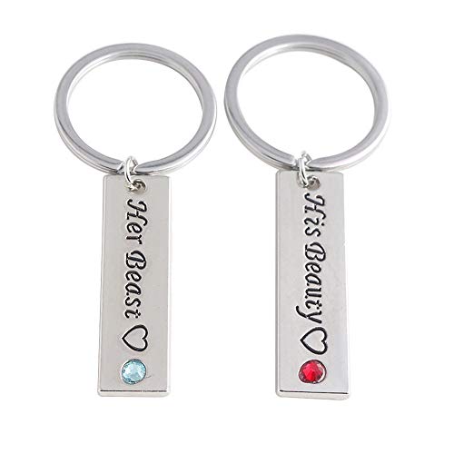 Steellwingsf 1 Paar Schlüsselanhänger für Paare, Strass-Schlüsselanhänger mit Metall-Buchstaben, ideales Valentinstags-Geschenk Gr. Einheitsgröße, silber von Steellwingsf