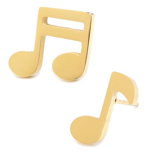 Steelmeup Ohrstecker aus Edelstahl, Musiknoten, Quaver-Pfost, Silber, Gold, Schwarz, Edelstahl, Kein Edelstein Steelmeup Ohrstecker aus Edelstahl, Musiknoten, Quaver-Pfost, Silber, Gold, Schwarz, Edelstahl, Kein Edelstein von Steelmeup