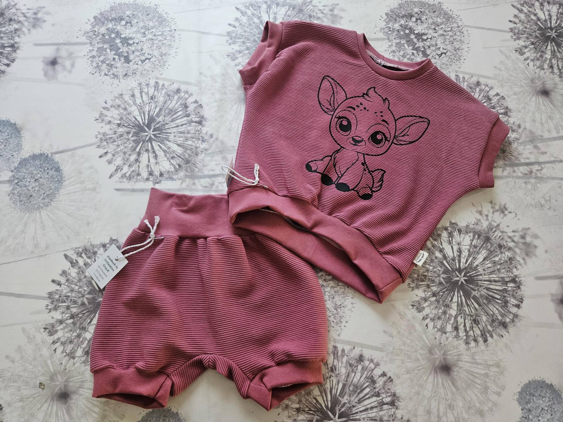 Baby Kurzarm Shirt, 80/86, Reh, Bedruckt, Rippjersey von Stefaedchen