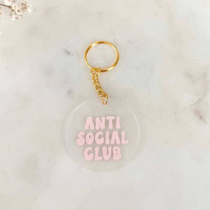 Acryl Schlüsselanhänger Anti Social Club I Statement-Anhänger Keychain Stefaniesateliershop von StefaniesAtelierShop
