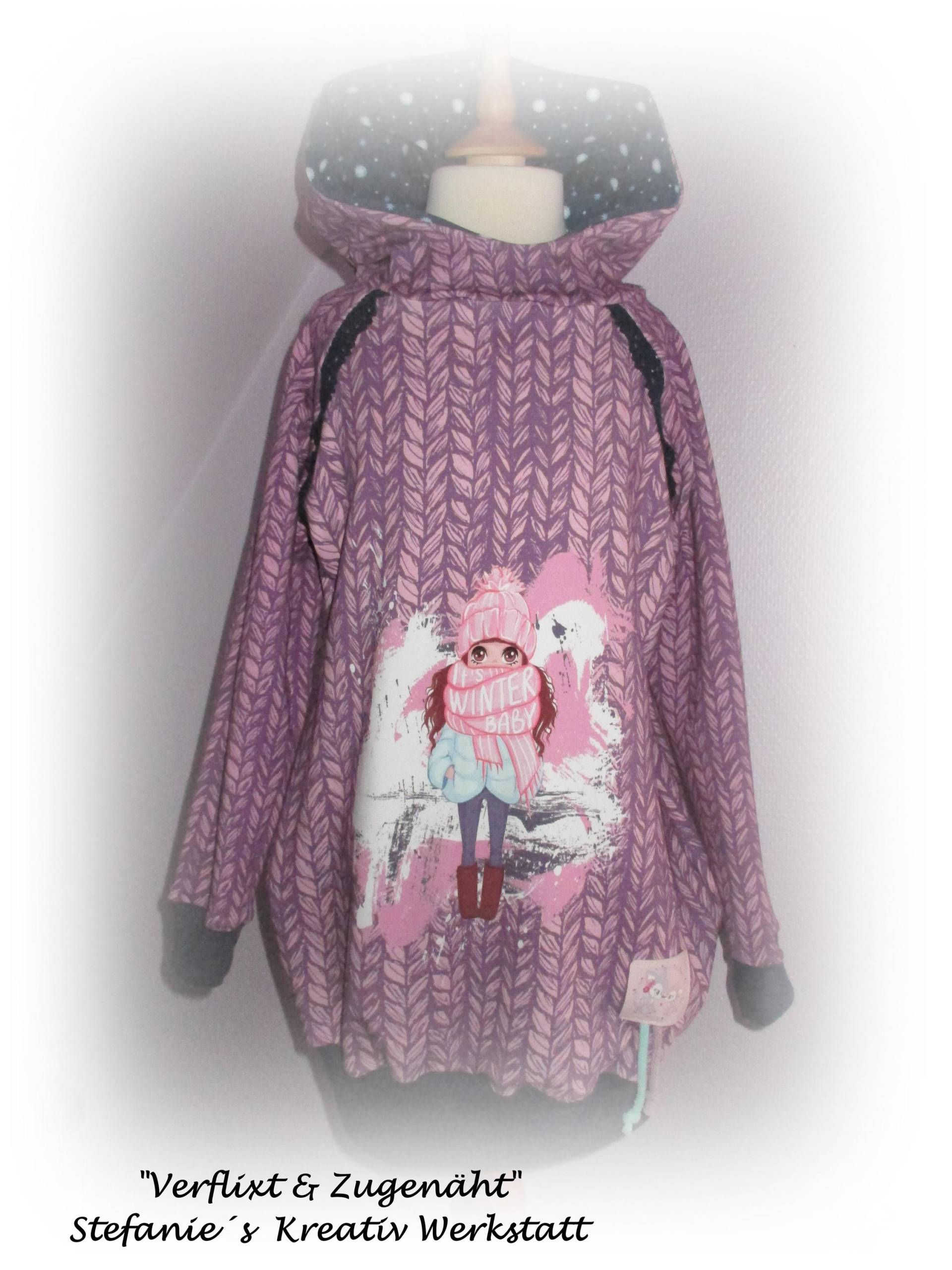 Toller Winterhoodie Mit Einem Mädchenmotiv 134 Handmade von StefaniesKreativ
