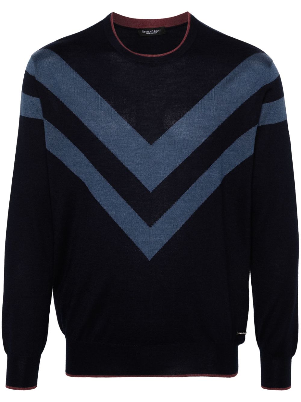 Stefano Ricci Gestrickter Pullover mit Streifendetails - Blau von Stefano Ricci