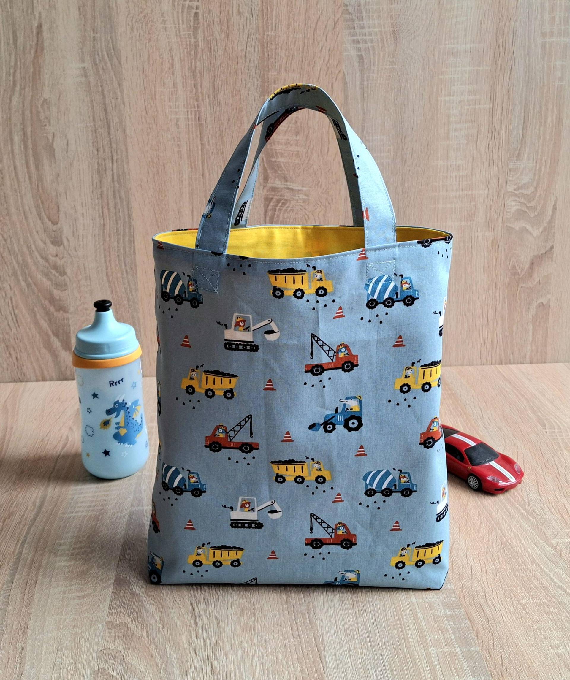 Kleine Stofftasche Mit Autos, Stoffbeutel Fahrzeuge, Kinderbeutel, Freundebuchtasche, Kleiner Bunt, Baumwolltasche, Geschenkidee von Steffbags