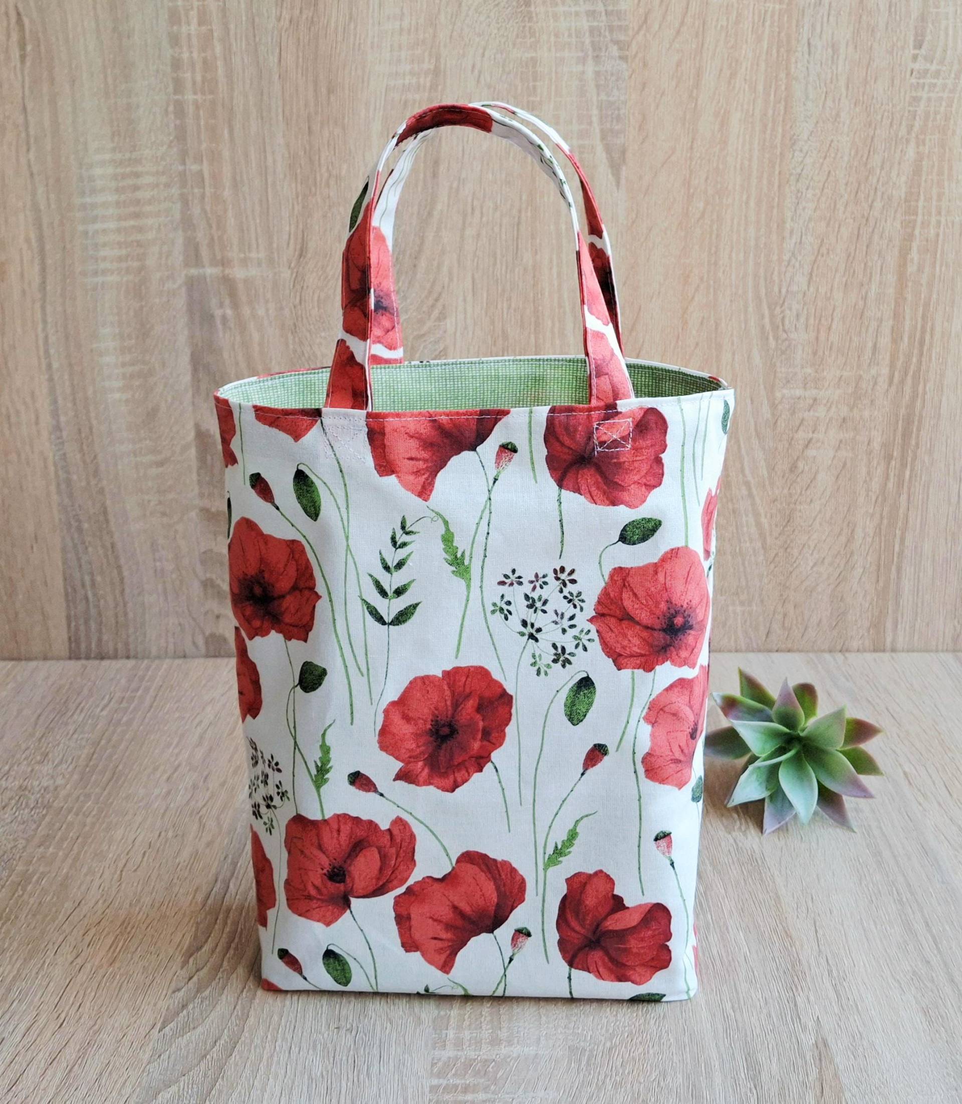 Kleiner Stoffbeutel, Kindergartenbeutel, Kinderbeutel, Freundebuchtasche, Baumwolltasche Mohnblume, Kleiner Einkaufsbeutel, Geschenkidee von Steffbags