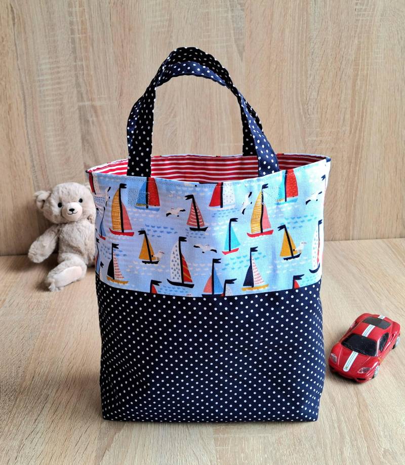 Kleiner Stoffbeutel Für Kinder, Kindergartentasche Maritim Segelboote Freundebuchtasche, Kinderbeutel Geschenk, Baumwolltasche Kinder von Steffbags