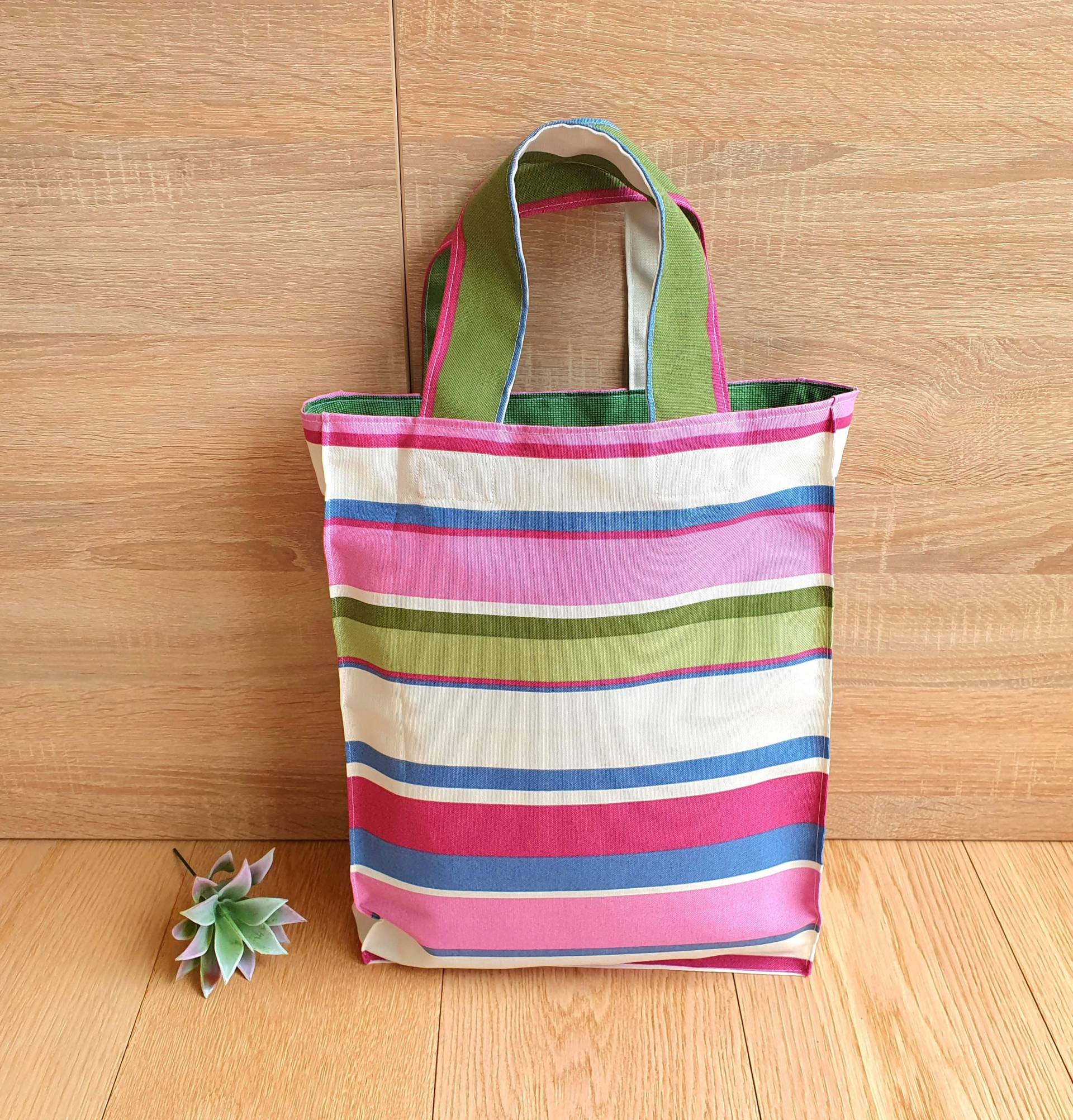 Stoffbeutel Gestreift, Baumwolltasche, Einkaufsbeutel, Tragetasche, Tote Bag, Einkaufstasche, Strandtasche, Tasche Aus Stoff, Marktbeutel von Steffbags