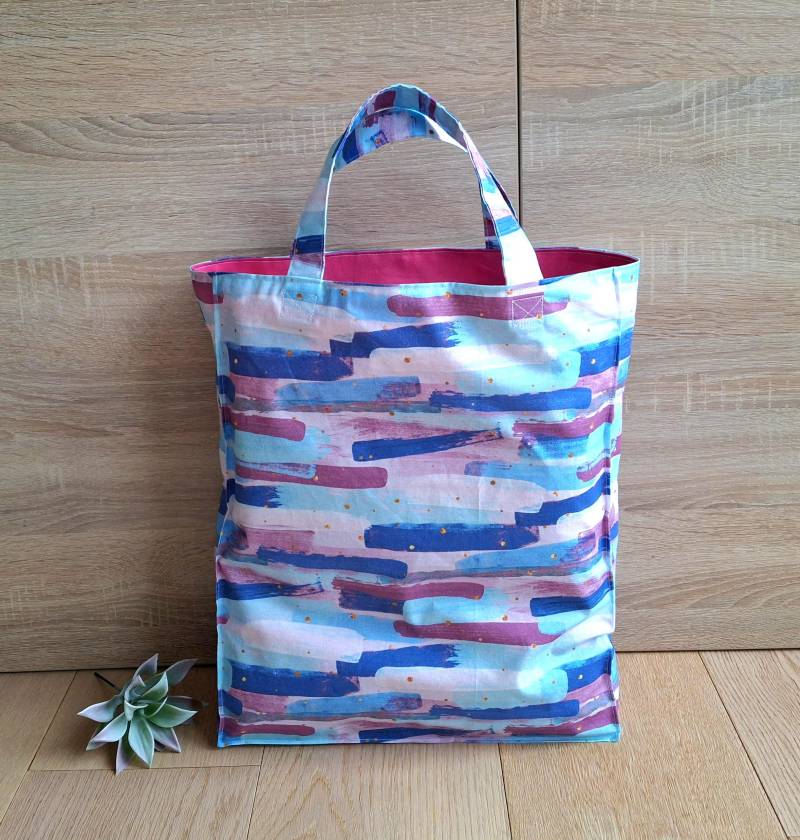 Tragetasche, Stoffbeutel Bunt, Einkaufstasche, Baumwolltasche, Einkaufsbeutel, Buchtasche, Nachhaltig, Handgefertigt, Geschenk Für Sie, Pink von Steffbags