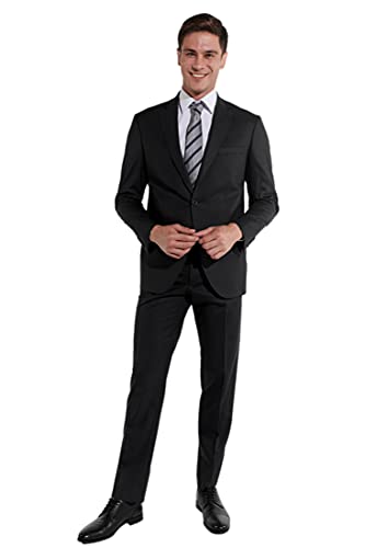 Steffen Klein Herren Anzug Wolle| Business Anzug | schwarz| Regular Fit | Klassischer Stil, Elegant | Bequeme Passform und Professioneller Look | Unvergleichbarer Komfort | Größe: 106 von Steffen Klein