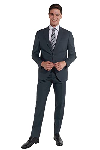 Steffen Klein Herren Anzug elastisch| Business Anzug | graublau| Regular Fit | Klassischer Stil, Elegant | Bequeme Passform und Professioneller Look | Unvergleichbarer Komfort | Größe: 106 von Steffen Klein