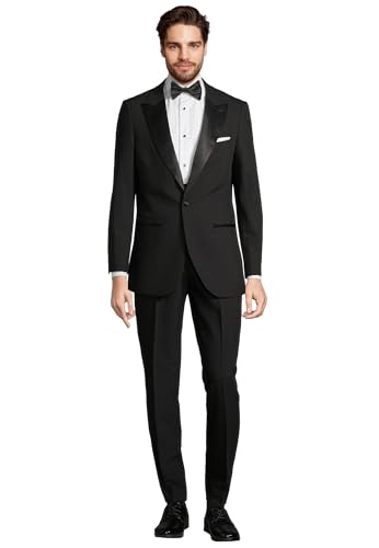 Steffen Klein Herren Premium Smoking Slim-Fit Anzug Set 5-teilig mit Weste, Fliege und Einstecktuch - Hochzeitsanzug von Steffen Klein