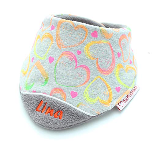 Steffi's Nähkiste Personalisiertes handgemachtes Halstuch Dreieckstuch (Neonherz) von Steffi's Nähkiste