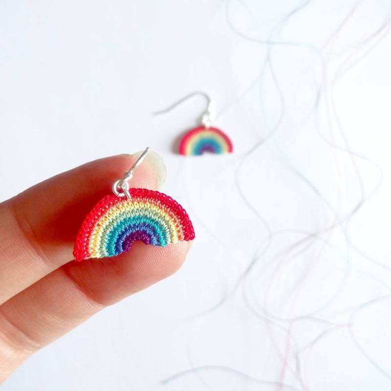 Micro Crochet Regenbogen Ohrringe Sterling Silber Spitzen Ohrringe Micro Crochet Regenbogen Ohrringe Sterling Silber Spitzen Ohrringe von SteffiGlaves