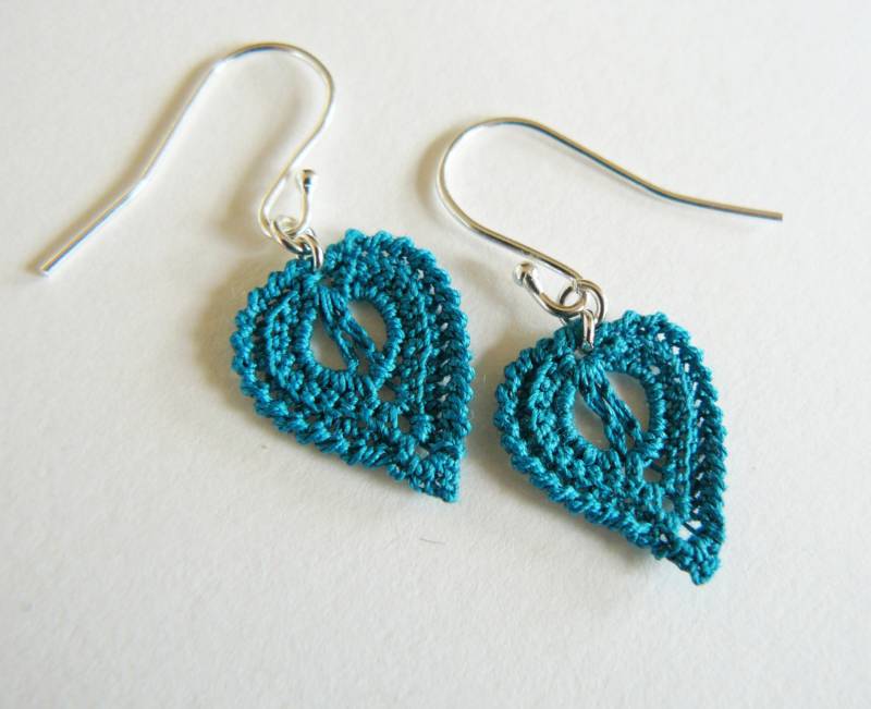 Türkis Gehäkelte Blatt Ohrringe, Microcrochet Etwas Blaues, Geschenke Für Hochzeitstag Türkis Gehäkelte Blatt Ohrringe, Microcrochet Etwas Blaues, Geschenke Für Hochzeitstag von SteffiGlaves